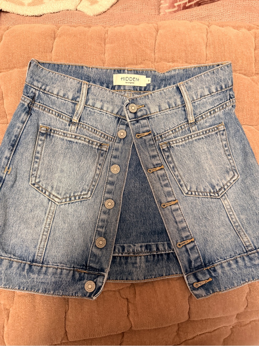 HIDDEN Light Blue Denim Button-Front Skort